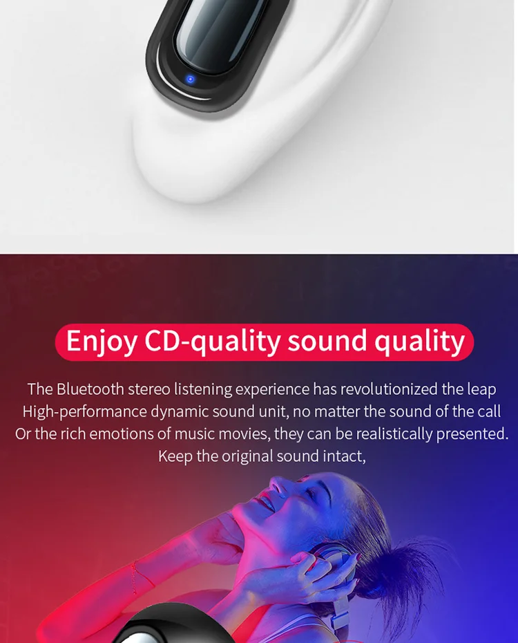 Orunjo L1 Bluetooth-гарнитура V5.0 TWS Беспроводные наушники Стереозвук Водонепроницаемые наушники Встроенный микрофон с зарядным устройством