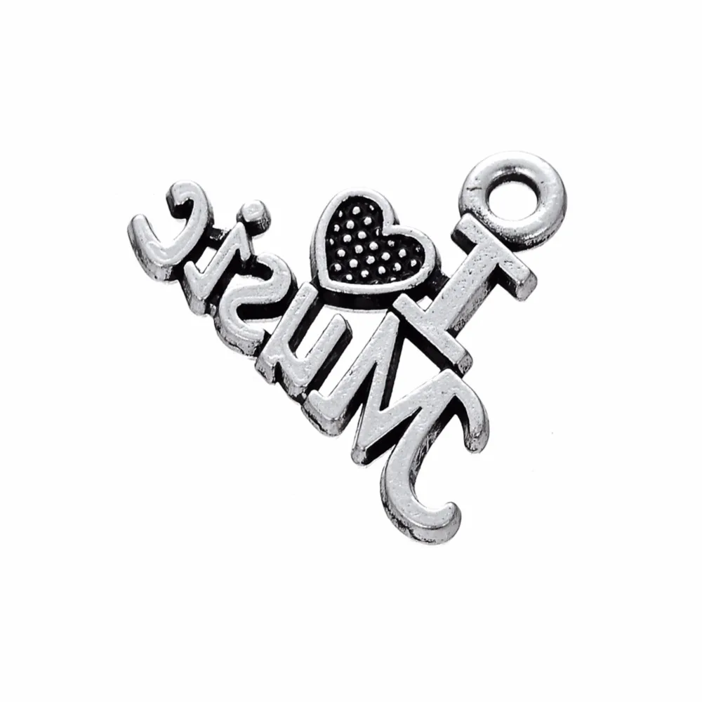 Новая мода сплав серебро/золото надпись &quotЯ люблю музыку&quot шармы аксессуары DIY