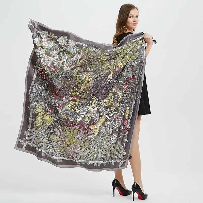 Женская шелковая бандана [FEILEDIS] роскошный шарф шаль большого размера платок на