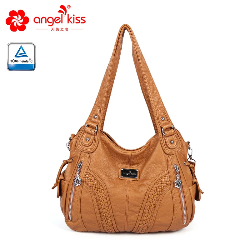 Светло-коричневый Бренд Angelkiss,, женская сумка из искусственной кожи, женские сумочки, одноцветные сумки на плечо, сумки-мессенджеры для женщин - Цвет: Светло-коричневый