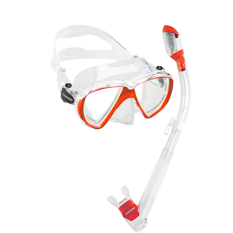Cressi Ranger сухой набор для подводного плавания Дайвинг маска сухая трубка силиконовая юбка закаленное стекло линзы Дайвинг маска для взрослых - Цвет: Red
