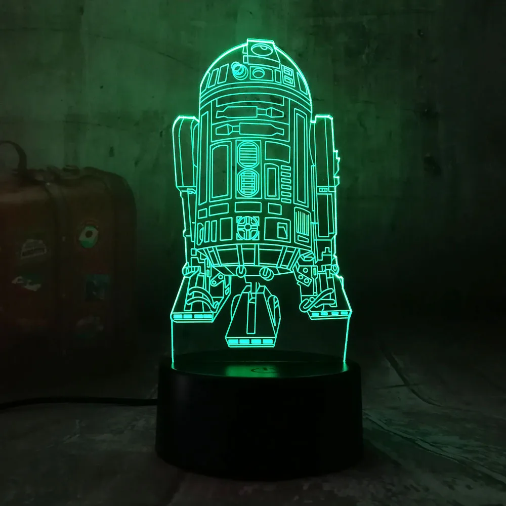 Звездные войны R2D2 военный корабль 3D Лава Ночной светильник сенсорный 7 цветов