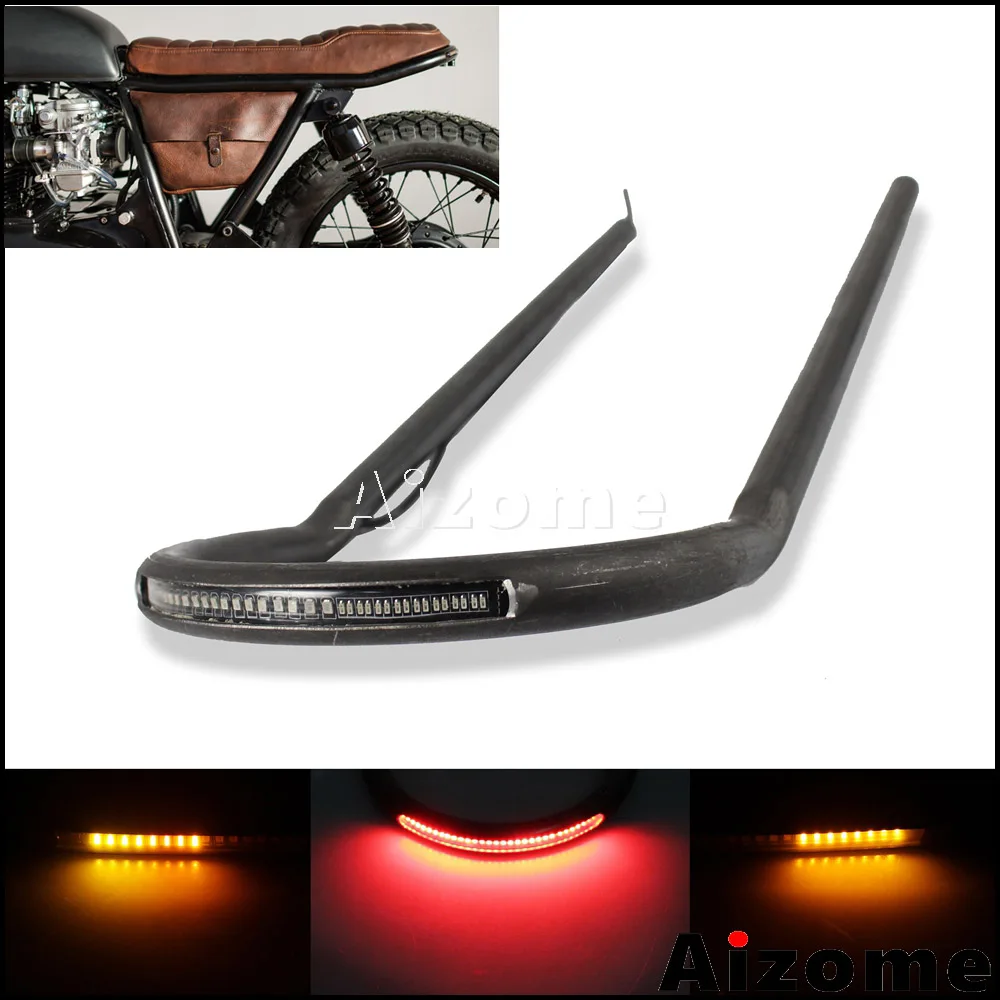 

7/8" Motorcycle Upswept Rear LED Brake Turn Signal Light Seat Frame Hoop Loop For Cafe Racer Honda Yamaha Suzuki Kawasaki BMW R