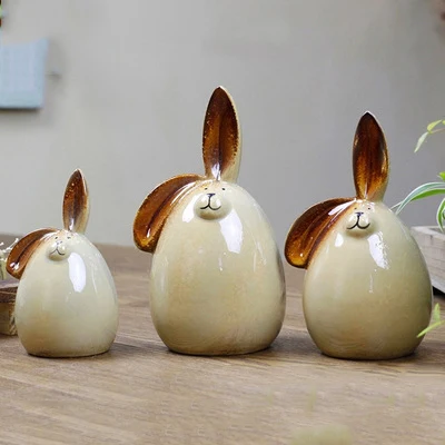 Современные керамические фигурки лошадей из курицы, кролика, украшения для гостиной, стола, милые скульптуры животных, ремесла, офисные настольные украшения - Цвет: style8--3PCS