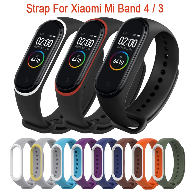 

Ремешок силиконовый для Xiaomi Mi Band 4, сменный двухцветный браслет для Xiaomi Mi Band 4, аксессуары для Mi Band 4