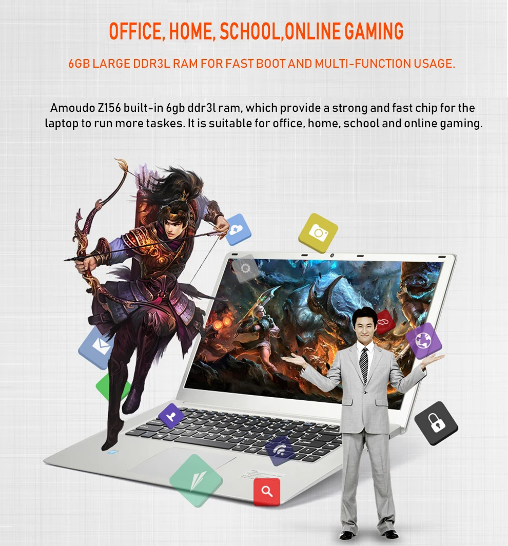 AMOUDO 15,6 дюймов 1920X1080P FHD 8 ГБ ОЗУ 500 Гб/1 ТБ HDD Intel четырехъядерный Windows 10 Системный ноутбук компьютер ноутбук