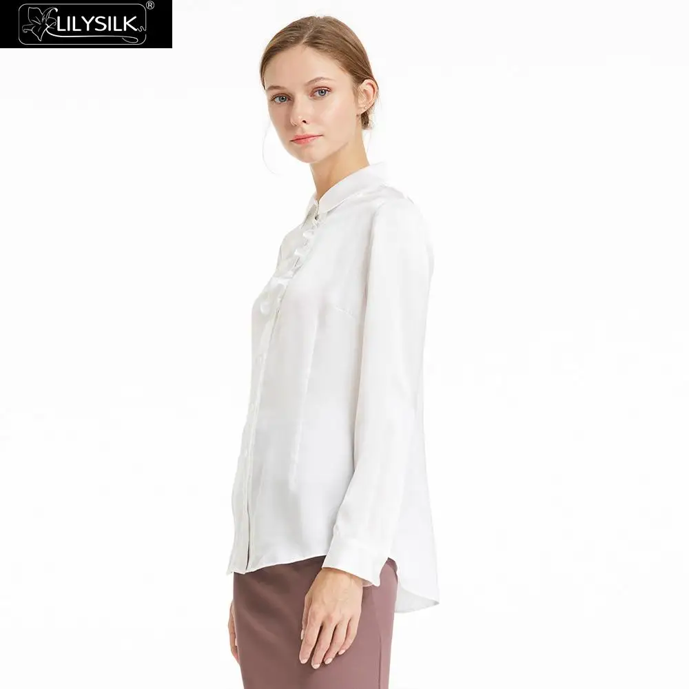 LilySilk женская рубашка, 18 мм, свободная посадка, воротник-стойка, шелк,, легкая, не мнется,, распродажа
