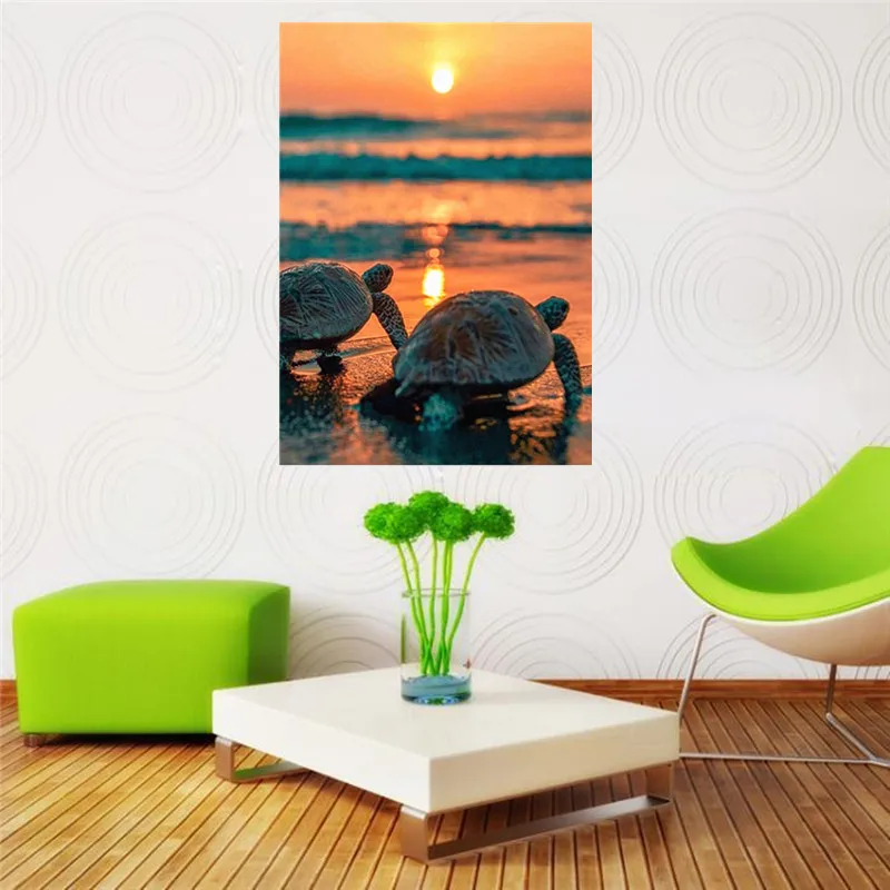 Diamond painted cross stitch / full round diamond embroidery beach landscape mosaic stickers home decoration | Дом и сад