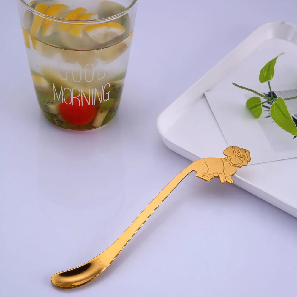 Цветная Милая собачья Хвостовая ложка для мороженого длинная ручка ледяная