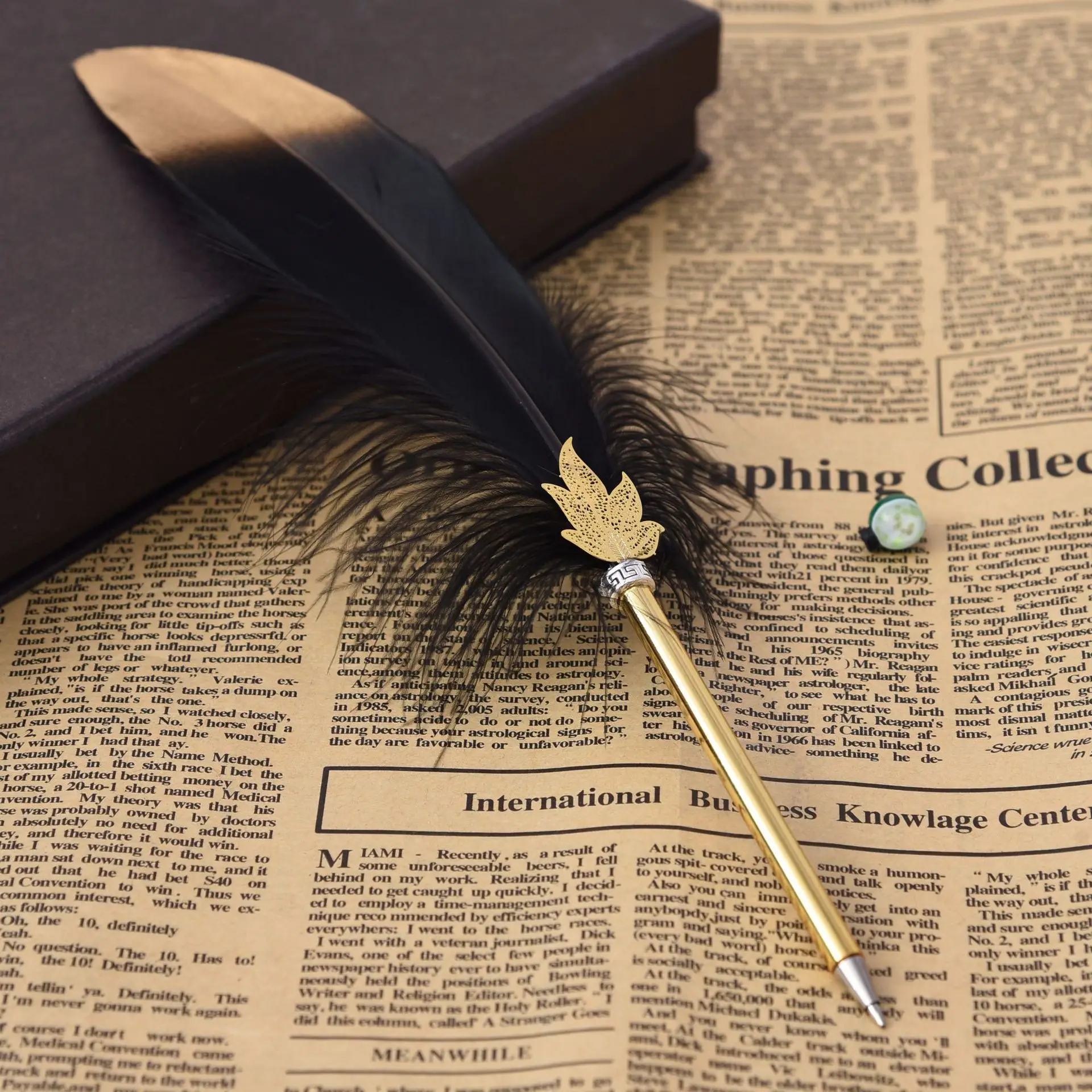1 шт., модная деловая шариковая ручка в подарок, Офисная шариковая ручка, милый Декор, перо, 0,5 мм, ручка для письма, для студентов, креативные школьные канцелярские принадлежности