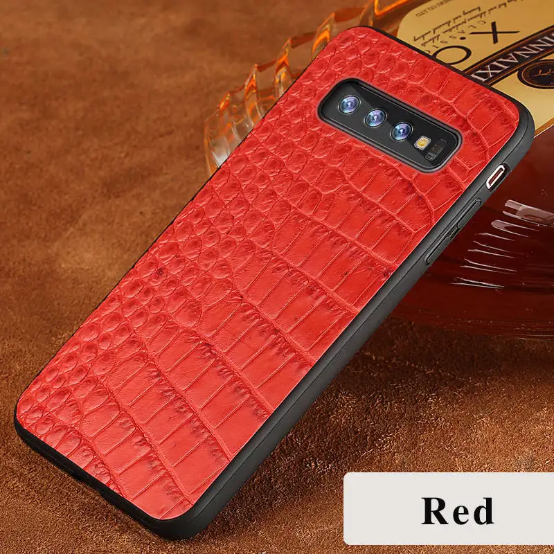 Роскошный чехол из натуральной крокодиловой кожи для samsung Galaxy s10, 9, 8, 7, 6 plus, противоударный чехол-накладка для samsung Note 8, 9, a50 - Цвет: Красный