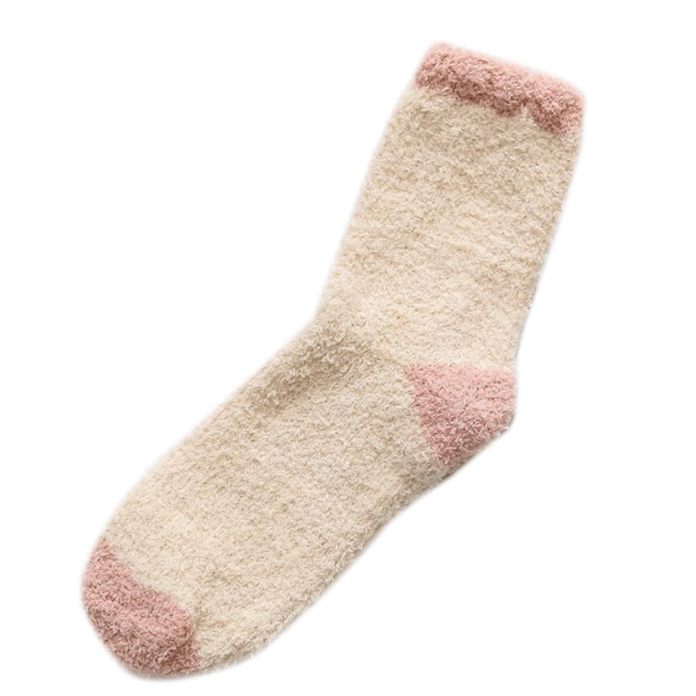 1Pair Coral velvet socks ladies winter home Warm Thicken Soft Casual Floor Elastic half | Женская одежда