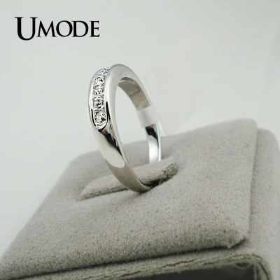 UMODE Обручальное кольцо с покрытием из белого золота и 9 драгоценными камнями