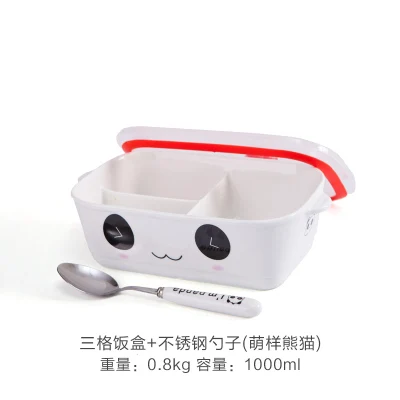 A 3Compartments 2-3 отделения мультфильм животных Керамика Коробки для обедов Procelain Bento LunchBox с ложкой Портативный Еда контейнер Tableware-ZX0484 - Цвет: A 3Compartments