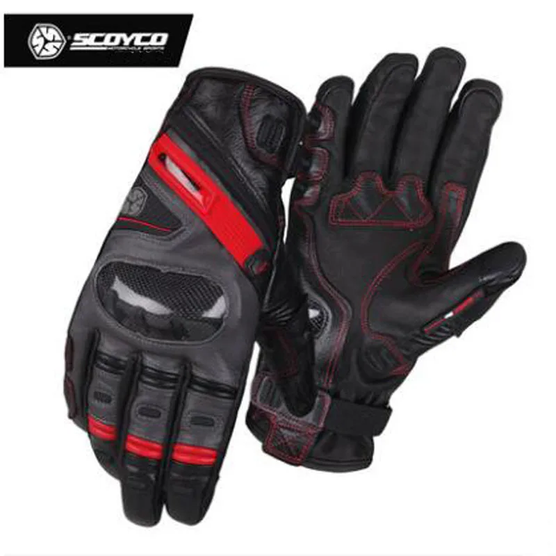 Мотоперчатки SCOYCO зимние теплые водонепроницаемые с пальцами из углеродного