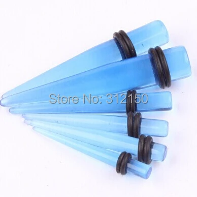 

90PCS Wholesale Clear Blue Ear Expander O rings Ear Taper Stretchers Ear Plugs UV Piercing Jewelry Free Shipping Body Jewelry