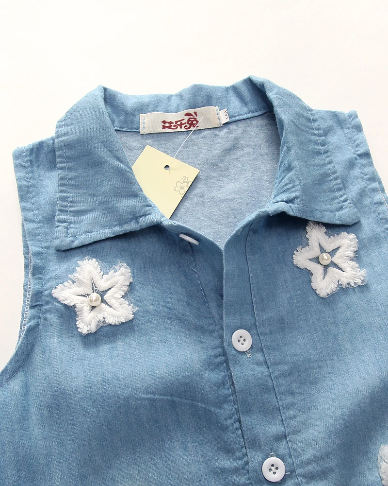 R & Z/комплекты одежды для девочек ковбойская куртка с кружевом топ + юбка модный