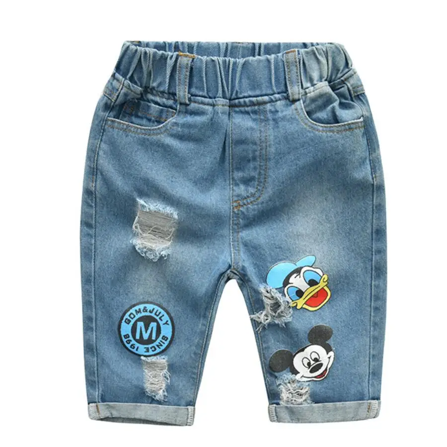 pants Летние детские брюки с героями мультфильмов; модные джинсы для девочек; Детские рваные джинсы для мальчиков; модные детские джинсовые штаны; одежда для малышей - Цвет: pants