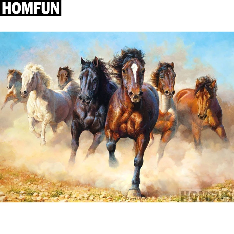 Алмазная живопись HOMFUN лошади картина из квадратных/круглых страз сделай сам