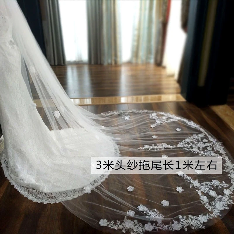 Свадебная фата длиной 3 метра милый венецианский аксессуар с 3D цветочной