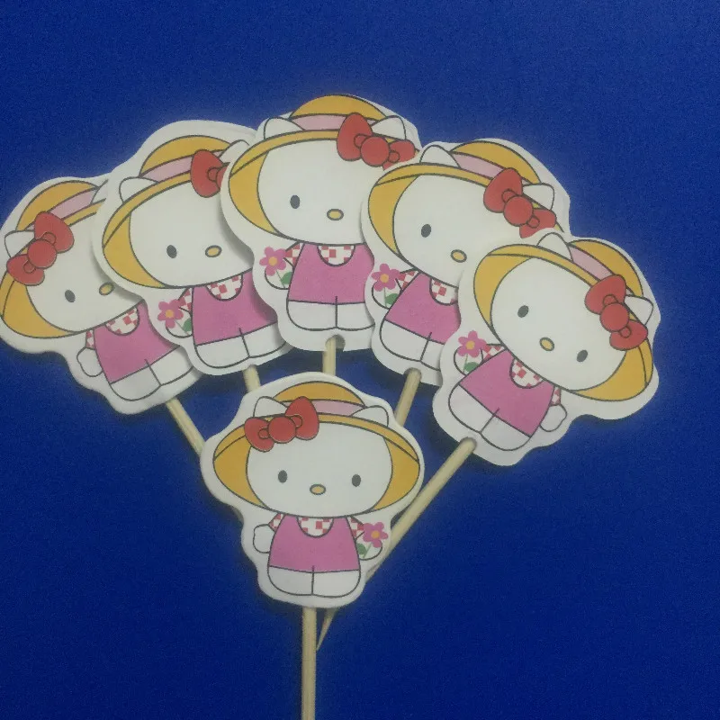 24 шт Hello KT Kitty мультфильм фигурка кекс сделай сам топперы для торта на день