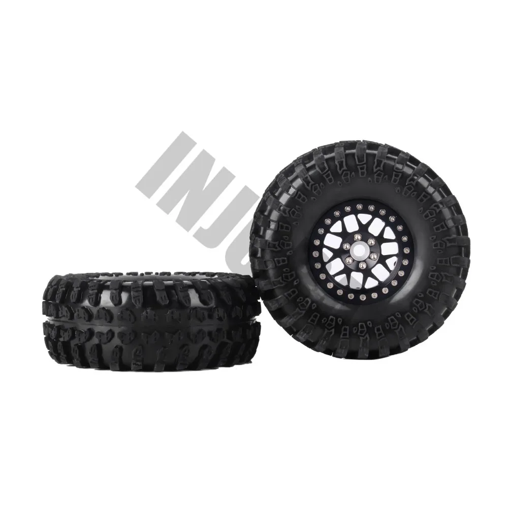 INJORA 4 шт. 2,2 дюймов Beadlock Колесные диски и резиновые шины для 1/10 RC Рок Гусеничный осевой SCX10 RR10 AX10 Wraith 90048 90018 KM2