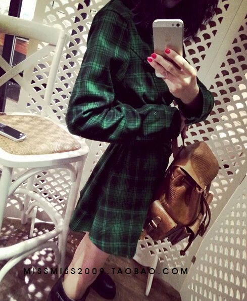 New arrival winter casual plud thick tops dress Korean version plaid shirt H2411 | Женская одежда