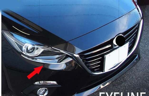 

Аксессуары подходят для MAZDA 3 AXELA 2014 2015 2016 Хромированная передняя фара для бровей украшение для век накладка