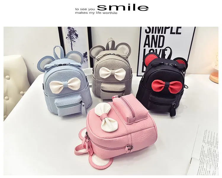 2017 Кожа Милые Девушки Рюкзак Школа Небольшая Мини Лук Подростков Девочек Рюкзаки