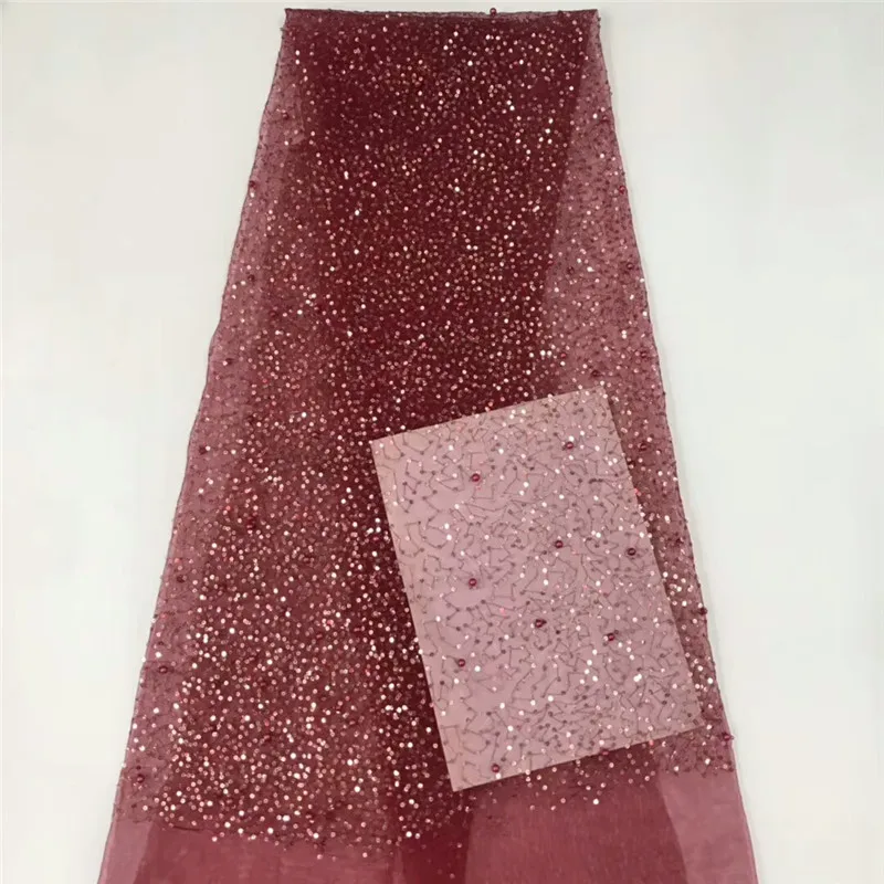 Нигерии кружевной ткани с пайетками и бисером 2019 высокого качества Тюль чистая