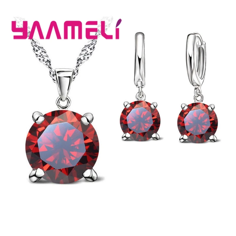 

Big Discount Women Fashion Jewelry Sets 925 Serling Silver Crystal Necklace Pendant Earring Free Shipping
