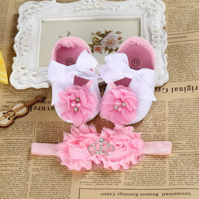 2016 Ballerina Booties shoes baby girl headbands set Soft soled vintage crib first walker sapatinhos de bebes meninos |