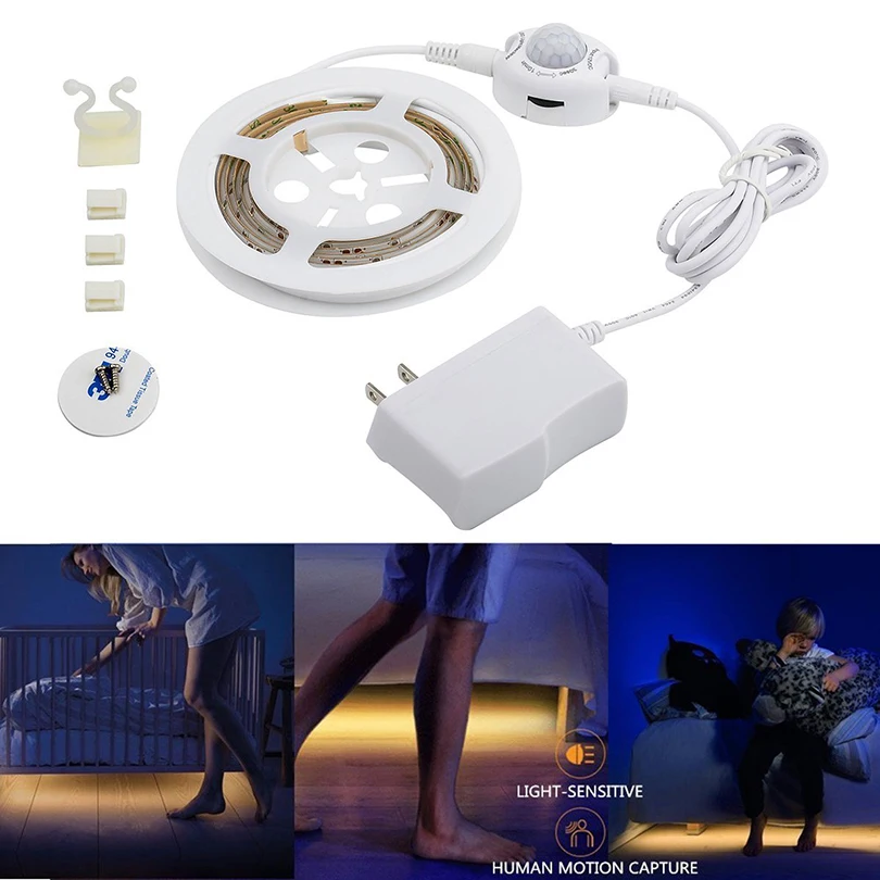 

PIR Motion Sensor LED Strip light 3528 IP65 Waterproof 30LEDs/m 2M/lot Cabinet Closet Stairs Kitchen Decoration Night Light Tape