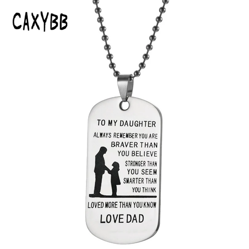 

Caxybb To My daughter Chains Link necklace gifts Military Metal Pendant daughter necklace Thanksgiving gift Jewelry Love Dad