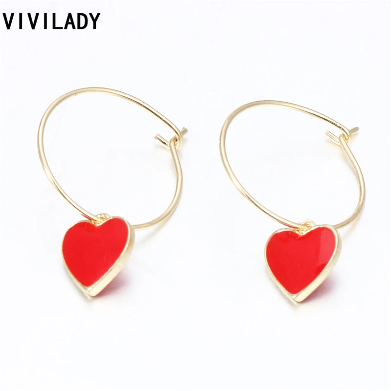 Серьги кольца VIVILADY женские с эмалью милые розовые цветочные украшения из