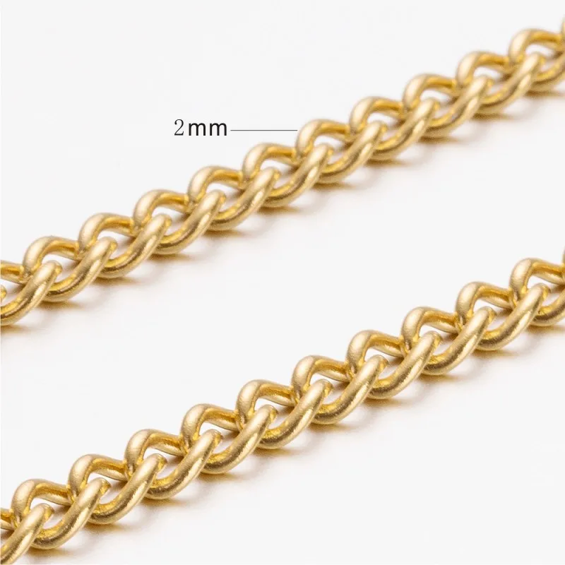 2.0 мм 18kgp золотой тон Нержавеющая сталь кубинский Curb Link Chain necklace Для мужчин