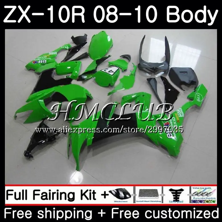 

Bodywork For KAWASAKI NINJA Light green ZX10R ZX1000C 2008 2009 2010 63HC.16 ZX 10R ZX 10 R ZX1000 ZX-10R 08 09 10 Fairing kit