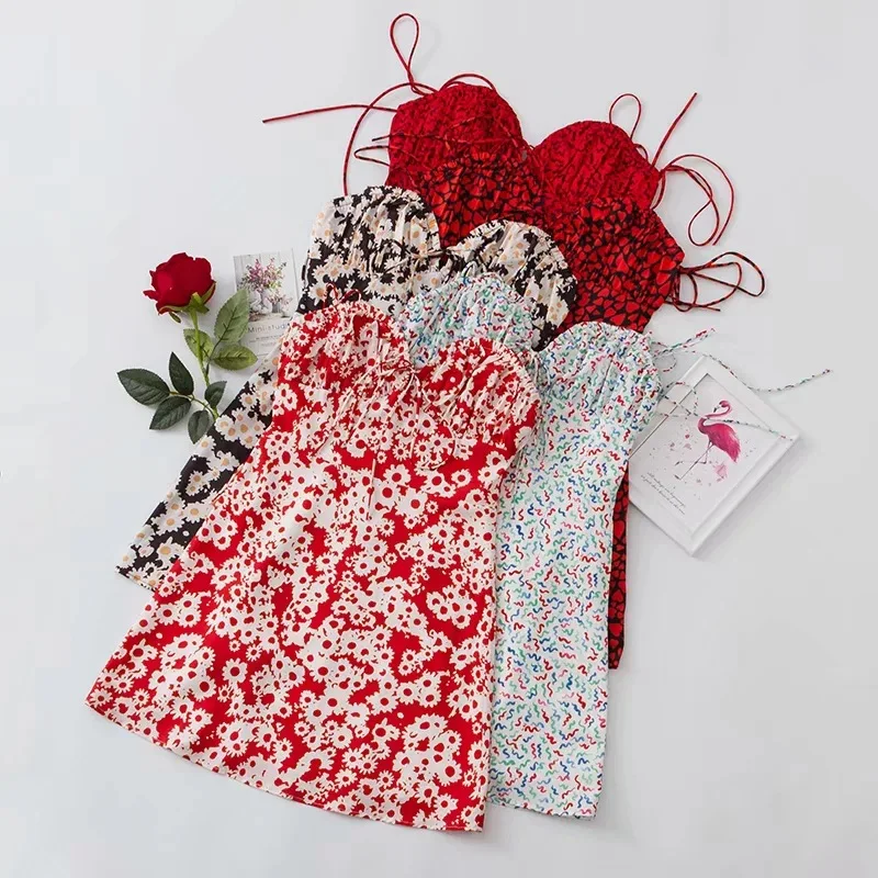 Летняя Маленькая ромашка печатная подвеска мини-платье 2019 новая женская одежда