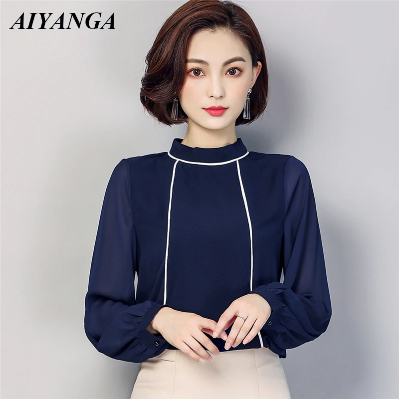 M-3XL OL Shirts For Women 2019 Spring Shirt Female Office Lady Blouses Slim Long Sleeve Plus Size Elegant Blouse Female