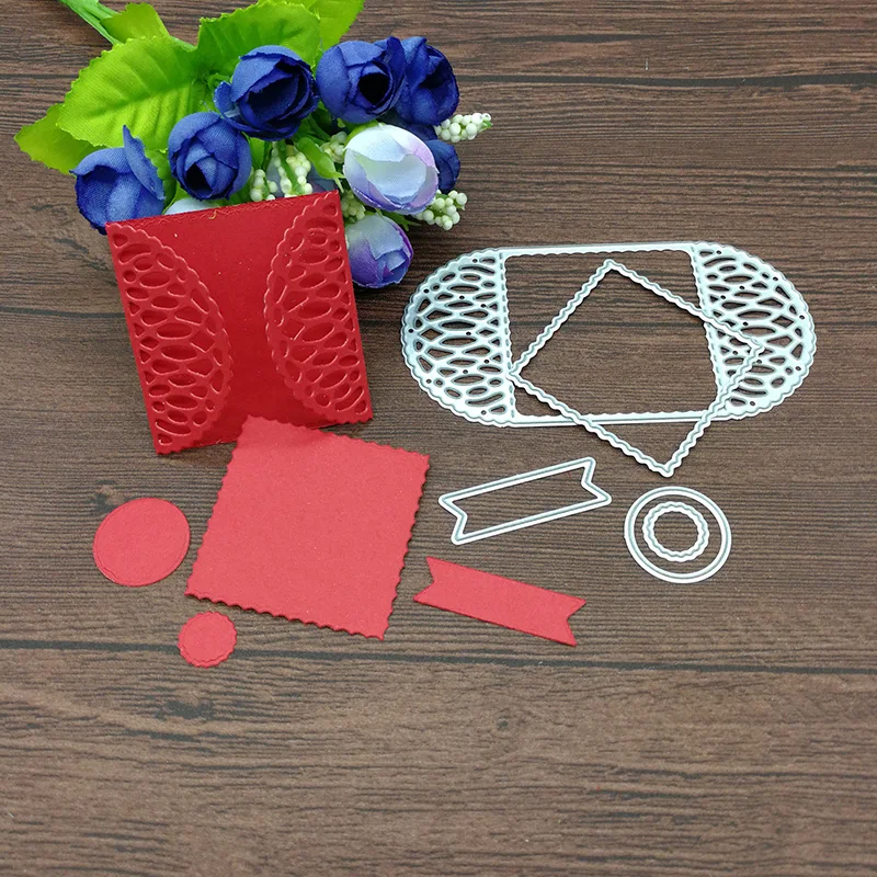 

5pcs flower square gift Metal Cutting Dies Stencil Scrapbooking Photo Album Card Paper Embossing Craft DI
