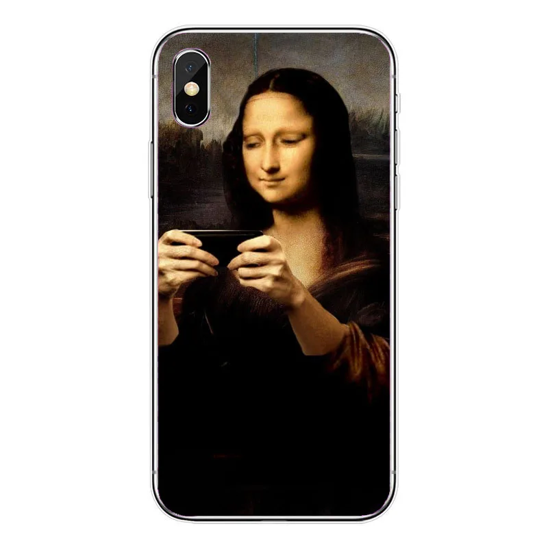 Mona Lisa забавный чехол для телефона из жесткого пластика iPhone5S SE 6 6S 6Plus 6sPlus 7 7Plus 8 8Plus X