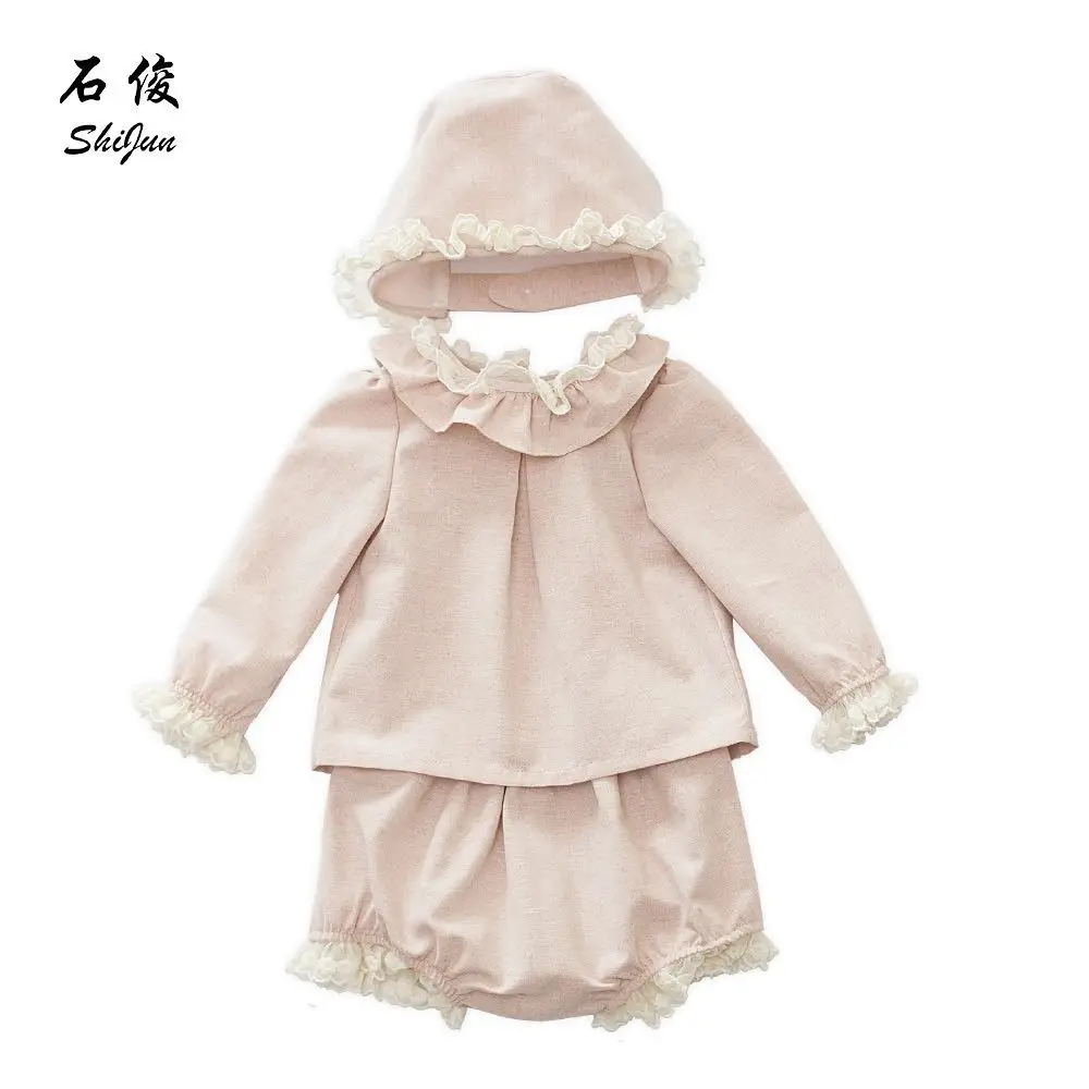MyLittleOne/Коллекция 2019 года комплект одежды для маленьких девочек из льна и кружева