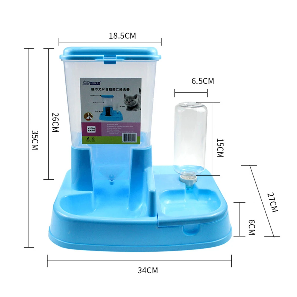 Multifunction 2In1 Pet Automatic Feeder Dispenser Dog Cat Drinking Feeding Bowl Dog Water Bottle Large Capacity Food Container