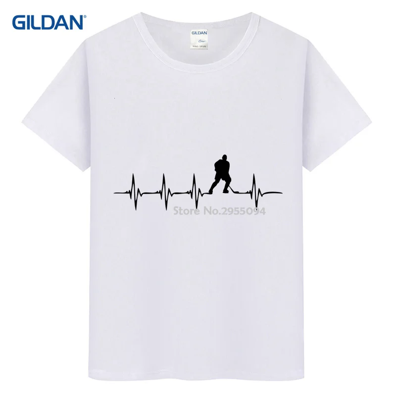 Red Tee Shirt Men 2017 Heartbeat Icer Hockeyer Hobby Sportser Stylish T Mens Hop T-Shirt Cotton | Мужская одежда