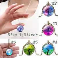 the tree of life dome glass pendant necklaces women necklaces jewelry vintage bronze chain long statement necklaces gift