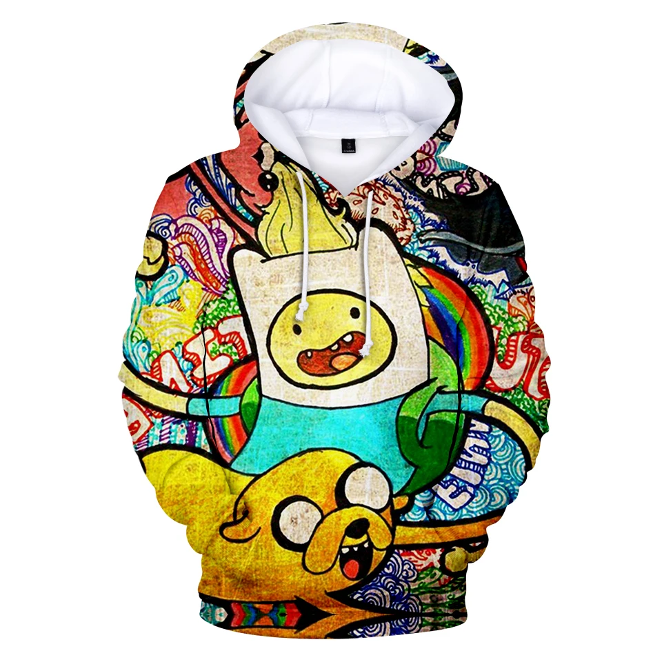 3D Frdun Adventure Time Hoodie Fashion 2019 American Cartoon Yellow Casual Sweatshirt Size XXS-4XL | Мужская одежда
