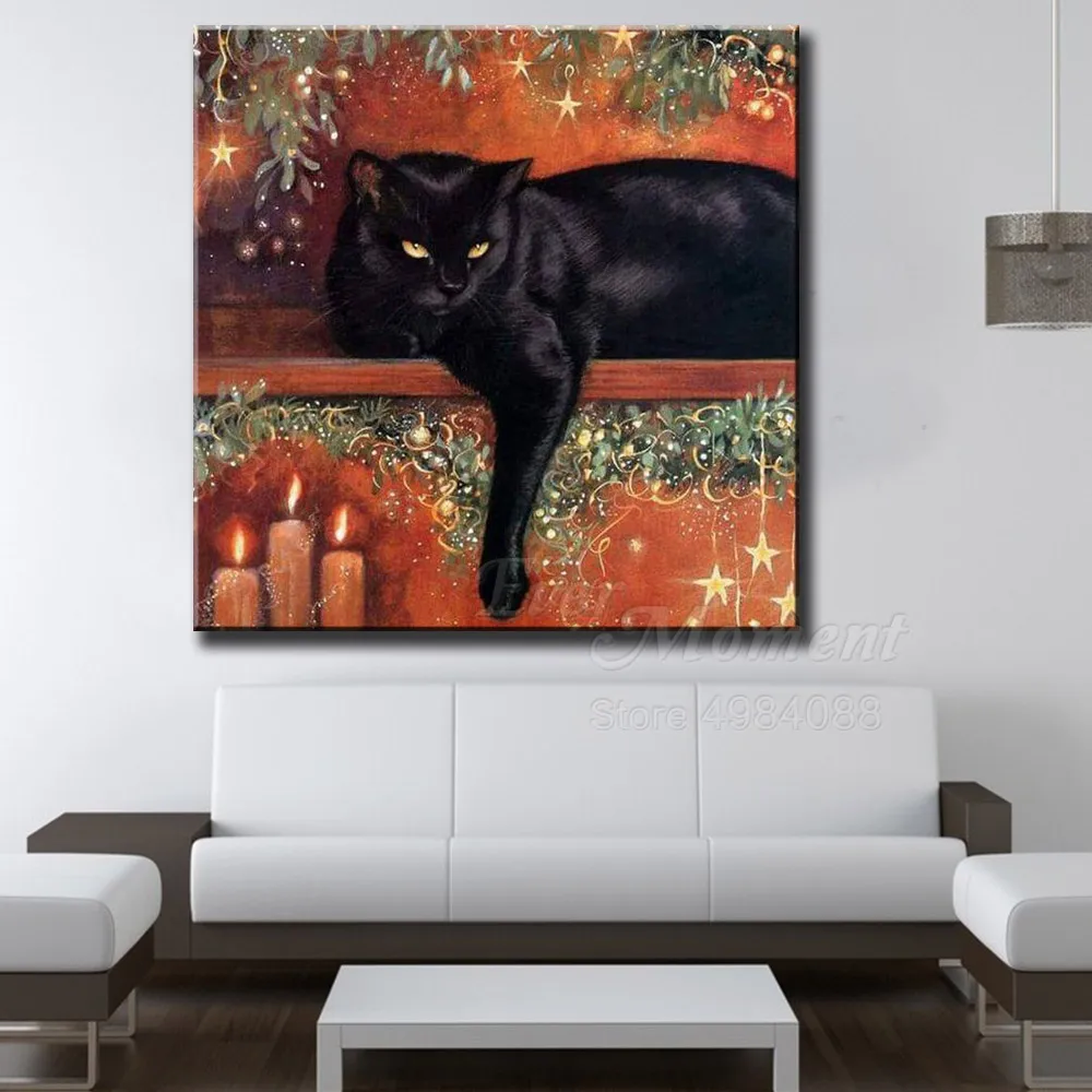 Алмазная мозаика с изображением черного кота полная выкладка Стразы | Дом и сад