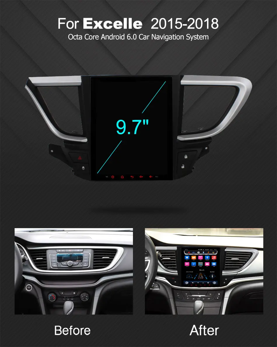 Android 6 0 Восьмиядерный 9 7 дюймовый автомобильный DVD-плеер для Buick Excelle GT/XT 2015-2018