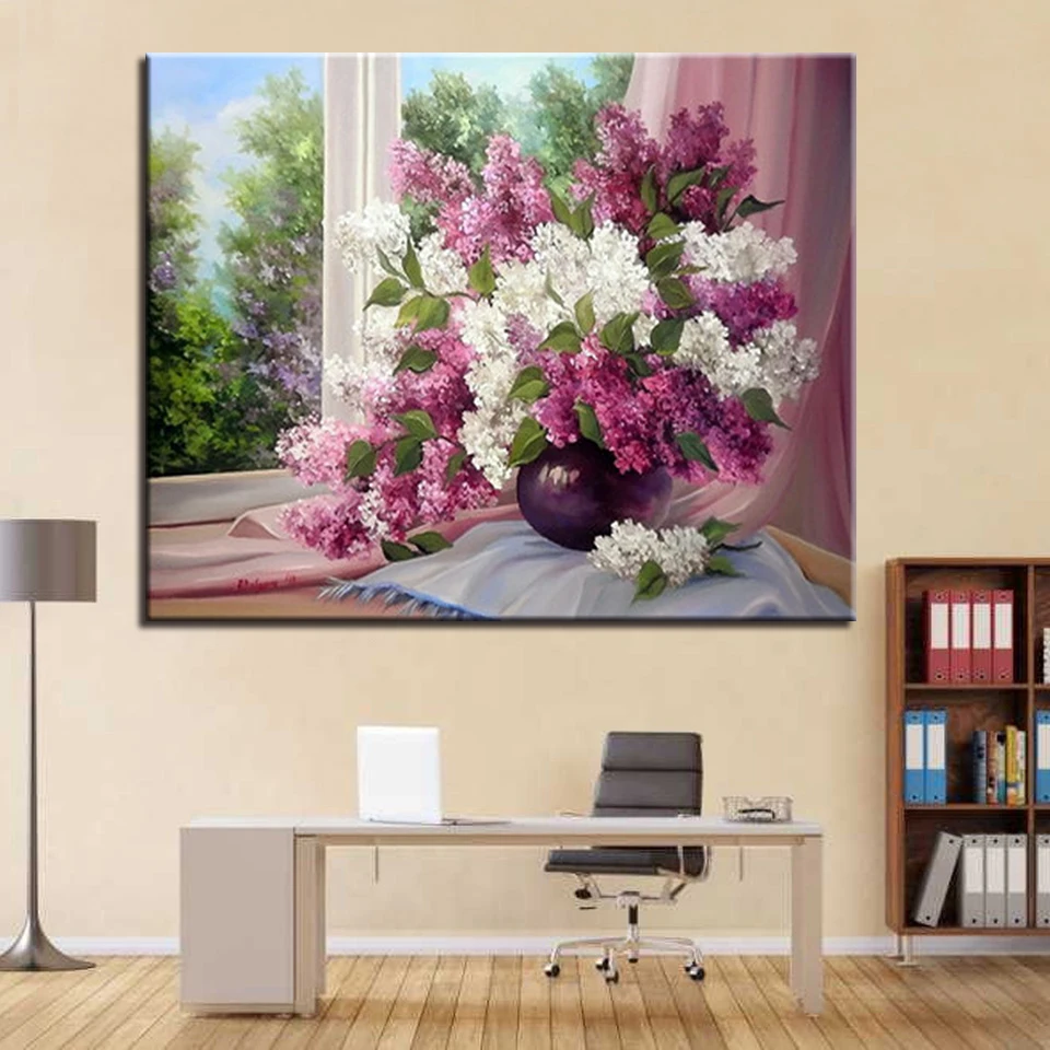 Акриловые краски на холсте рамки DIY по номерам масляные краски ing наборы окраски красивый сиреневый Куадрос картина для украшения дома