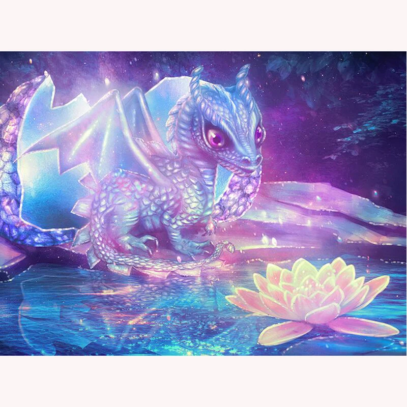 

Diamond Embroidery Dragon Lotus 3d Diamond Painting Cross Stitch Picture Of Rhinestones Full Square/Round Mosaic decoration